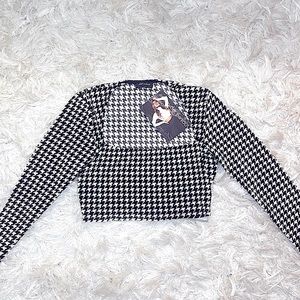 Naked Wardrobe - Velvet Houndstooth Crop Top